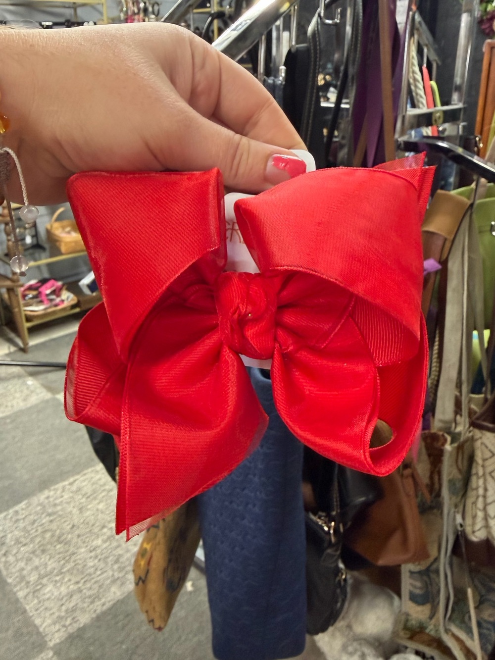 Accessorize Bright Red Large Satin Hair Bow Clip for Kids